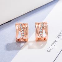 Cubic Zirconia Micro Pave Brass Earring rose gold color plated fashion jewelry & micro pave cubic zirconia & for woman nickel lead & cadmium free Sold By Pair