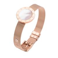304 Stainless Steel Mesh Bracelet with Shell Pearl plated for woman rose gold color Length Approx 21.5 cm Sold By PC