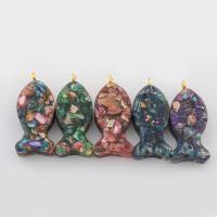 Pingentes de Jaspe Imperial, A pedra do rei, with cobre, Peixe, cromado de cor dourada, DIY, Mais cores pare escolha, 29x13x6mm, vendido por PC
