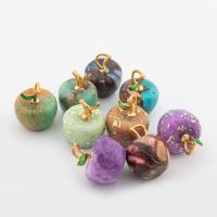 Pingentes de Jaspe Imperial, A pedra do rei, with cobre, Maçã, cromado de cor dourada, DIY, Mais cores pare escolha, 17x15x15mm, vendido por PC