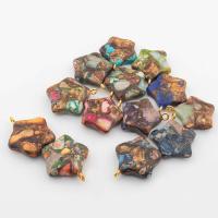 Pingentes de Jaspe Imperial, A pedra do rei, with cobre, Estrela, cromado de cor dourada, DIY, Mais cores pare escolha, 24x20x6mm, vendido por PC