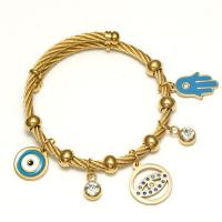 Evil Eye Jewelry Bracelet 304 Stainless Steel fashion jewelry & micro pave cubic zirconia & for woman Inner Approx 57mm Sold By PC