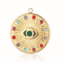 Evil Eye Pendants Titanium Steel with Natural Stone gold color plated DIY & enamel & with rhinestone Sold By PC