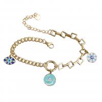 Titanium Steel Bracelet with 2inch extender chain Evil Eye 18K gold plated for woman & enamel Length Approx 6.3 Inch Sold By PC