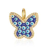 Evil Eye Pendants Brass gold color plated DIY & micro pave cubic zirconia & enamel nickel lead & cadmium free Sold By PC