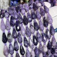 Gemstone Smycken Pärlor, Naturlig Lepidolit, Dropp, DIY & fasetterad, purpur, 8x16mm, Såld Per Ca 39 cm Strand