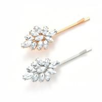Zinc Alloy Hair Slide Leaf plated for woman & with rhinestone Sold By PC