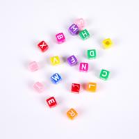 Plastic Beads Cube DIY & enamel mixed colors Sold By Bag
