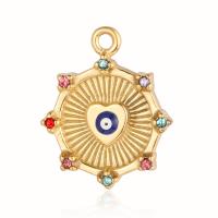 Evil Eye Pendants Titanium Steel gold color plated fashion jewelry & DIY & micro pave cubic zirconia & enamel Sold By PC