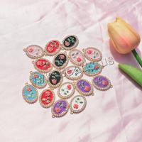 Zinc Alloy Enamel Pendants with Plastic Pearl Oval plated DIY nickel lead & cadmium free Sold By PC
