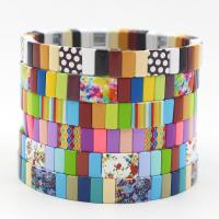 Zinc Alloy Bracelet Rectangle plated random style & fashion jewelry & printing & Bohemian style & stoving varnish & for woman mixed colors nickel lead & cadmium free 8mm Inner Approx 55mm Sold By PC
