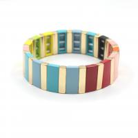 Zinc Alloy Bracelet Rectangle gold color plated fashion jewelry & Bohemian style & stoving varnish & Unisex mixed colors nickel lead & cadmium free Inner Approx 55mm Sold By PC