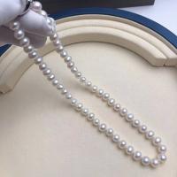 925 sidabro perlų karoliai, Gėlo vandens perlų, su 925 sidabro, Turas, Bižuterijos & moters, baltas, 8-9mm, Ilgis Apytiksliai 45 cm, Pardavė PC