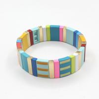 Zinc Alloy Bracelet with Elastic Thread Rectangle plated fashion jewelry & Bohemian style & stoving varnish & Unisex & enamel mixed colors nickel lead & cadmium free 11mm Inner Approx 55mm Sold By PC