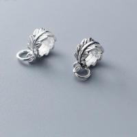 925 Sterling Silver Pendant Leaf Antique finish DIY Inner Approx 6.5mm Sold By PC