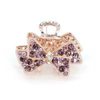 Zinc Alloy Hair Claw Clip Bowknot rose gold color plated Korean style & for woman & with rhinestone Sold By PC