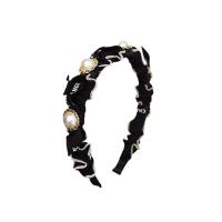 paño Banda de pelo, con Perlas plásticas, Estilo coreano & con el patrón de la letra & para mujer, más colores para la opción, 130mm, Vendido por UD