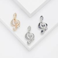 Zinc Alloy Brooches Music Note plated fashion jewelry & Unisex & with rhinestone nickel lead & cadmium free Sold By PC