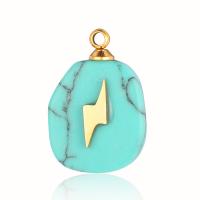 Titanium Steel Pendants with Natural Stone & turquoise gold color plated fashion jewelry & DIY Sold By PC