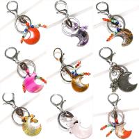 Jern nøgle lås, med Ædelsten, Moon, mode smykker & forskellige materialer til valg, flere farver til valg, 25x30x6mm, Solgt af PC