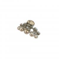 Hair Claw Clips Zinc Alloy with Plastic Pearl plated for woman white 48mm Sold By PC