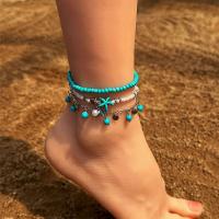 Zinc Alloy Anklet with Glass Beads & Gemstone plated three pieces & fashion jewelry nickel lead & cadmium free Sold By Set