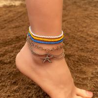Zinc Alloy Anklet with Glass Beads plated 4 pieces & fashion jewelry nickel lead & cadmium free Sold By Set