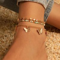 Zinc Alloy Anklet with Resin & Iron plated three pieces & fashion jewelry nickel lead & cadmium free Sold By Set