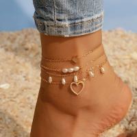 Zinc Alloy Anklet with Plastic Pearl plated 4 pieces & fashion jewelry nickel lead & cadmium free Sold By Set