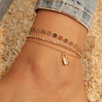 Zinc Alloy Anklet with Iron plated three pieces & fashion jewelry & with rhinestone nickel lead & cadmium free Sold By Set