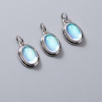925 Sterling Silver Pendant with Moonstone plated DIY silver color Sold By PC