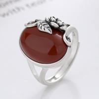 925 Sterling Silver Finger Rings with Yunnan Red Agate Antique finish fashion jewelry & for woman nickel lead & cadmium free 17mm Sold By PC