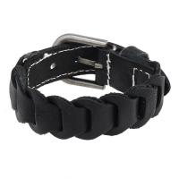 PU Leather Cord Bracelets with Zinc Alloy handmade vintage & for man black Length 25 cm Sold By PC