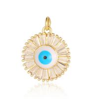 Evil Eye Pendants Brass plated fashion jewelry & DIY & micro pave cubic zirconia & enamel nickel lead & cadmium free Sold By PC