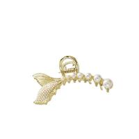 Zinc Alloy Hair Claw Clip with Plastic Pearl Mermaid tail gold color plated fashion jewelry & for woman Sold By PC