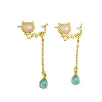 Rhinestone Brass Pendants with Moonstone & Opal fashion jewelry & DIY & with rhinestone Sold By Bag