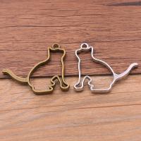 Zinc Alloy Animal Pendants Cat plated vintage & DIY & hollow nickel lead & cadmium free Approx Sold By Bag