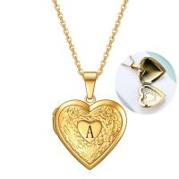 Fashion Locket Necklace Titanium Steel with 5CM extender chain Heart gold color plated fashion jewelry & DIY & for woman Length Approx 45 cm Sold By PC