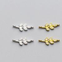 925 Sterling Silver Connectors Leaf plated DIY & micro pave cubic zirconia Sold By PC