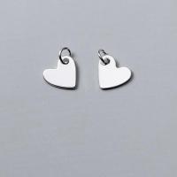 925 Sterling Silver Pendant Heart plated DIY silver color 7mm Sold By PC