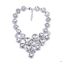 Zinc Alloy Necklace with Glass Rhinestone with 2.76inch extender chain Geometrical Pattern plated fashion jewelry & for woman Length Approx 16.9 Inch Sold By PC