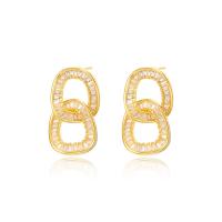 Cubic Zirconia Micro Pave Brass Earring high quality plated fashion jewelry & micro pave cubic zirconia & for woman & hollow nickel lead & cadmium free Sold By Pair