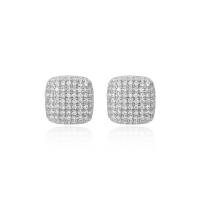 Cubic Zirconia Micro Pave Brass Earring Square 18K gold plated fashion jewelry & micro pave cubic zirconia & for woman nickel lead & cadmium free Sold By Pair