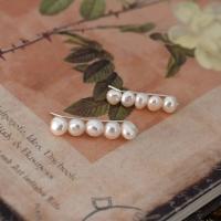 Kolczyki z pereł słodkowodnych, Perła naturalna słodkowodna, ze Mosiądz, biżuteria moda & dla kobiety, biały, 4-5mm, sprzedane przez para