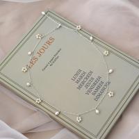 Slatkovodni Pearl Brass Chain Ogrlica, s Mesing, Podesiva & modni nakit & za žene, 2.8-3mm, Dužina Približno 45 cm, Prodano By PC