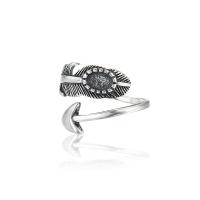 925 Sterling Silver Finger Ring impostazione, 925 argento sterlina, Forma a piuma, placcato, DIY, colore originale, Venduto da PC