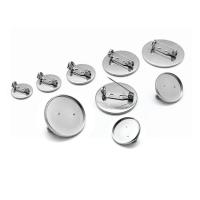 Stainless Steel Brooch Findings 304 Stainless Steel Flat Round DIY original color Approx Sold By Bag