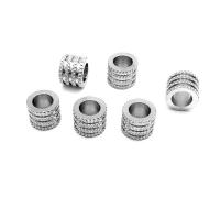 Edelstahl-Beads, 304 Edelstahl, Zylinder, DIY, 10x8mm, Bohrung:ca. 6.4mm, ca. 100PCs/Tasche, verkauft von Tasche