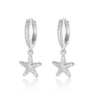 Cubic Zirconia Micro Pave Brass Earring plated DIY & micro pave cubic zirconia nickel lead & cadmium free Sold By Pair