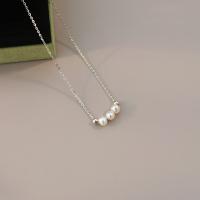 Freshwater Pearl Brass Necklace with Brass fashion jewelry & for woman white 4-5mm Sold By PC
